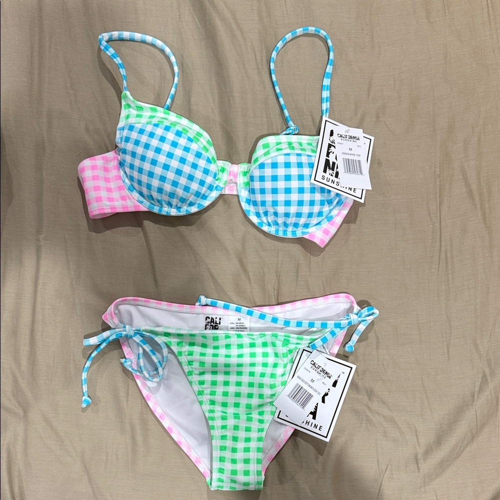 Colorful Gingham Bikini Set